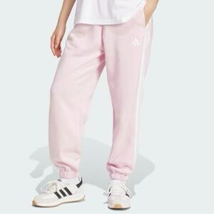 Adidas Essentials 3 Stripes French Terry Pink Pants - Size L